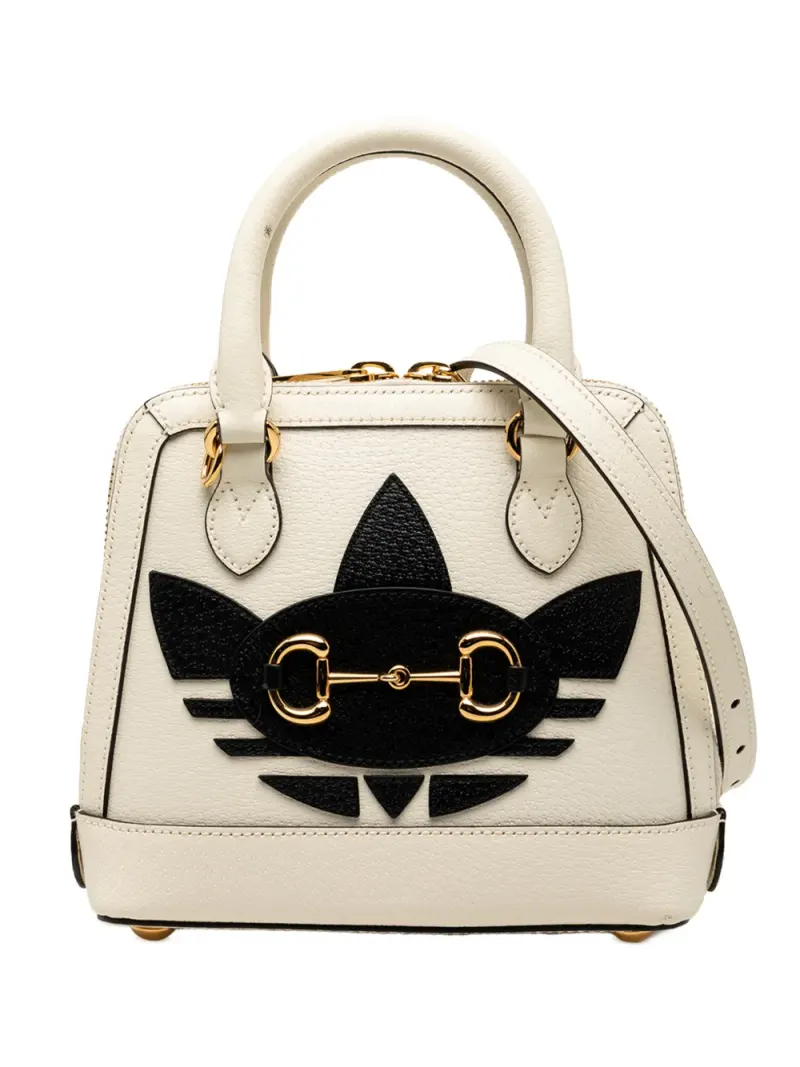 Gucci 2016-2025 mini adidas Horsebit 1955 Satchel-Tasche aus Leder in Weiß