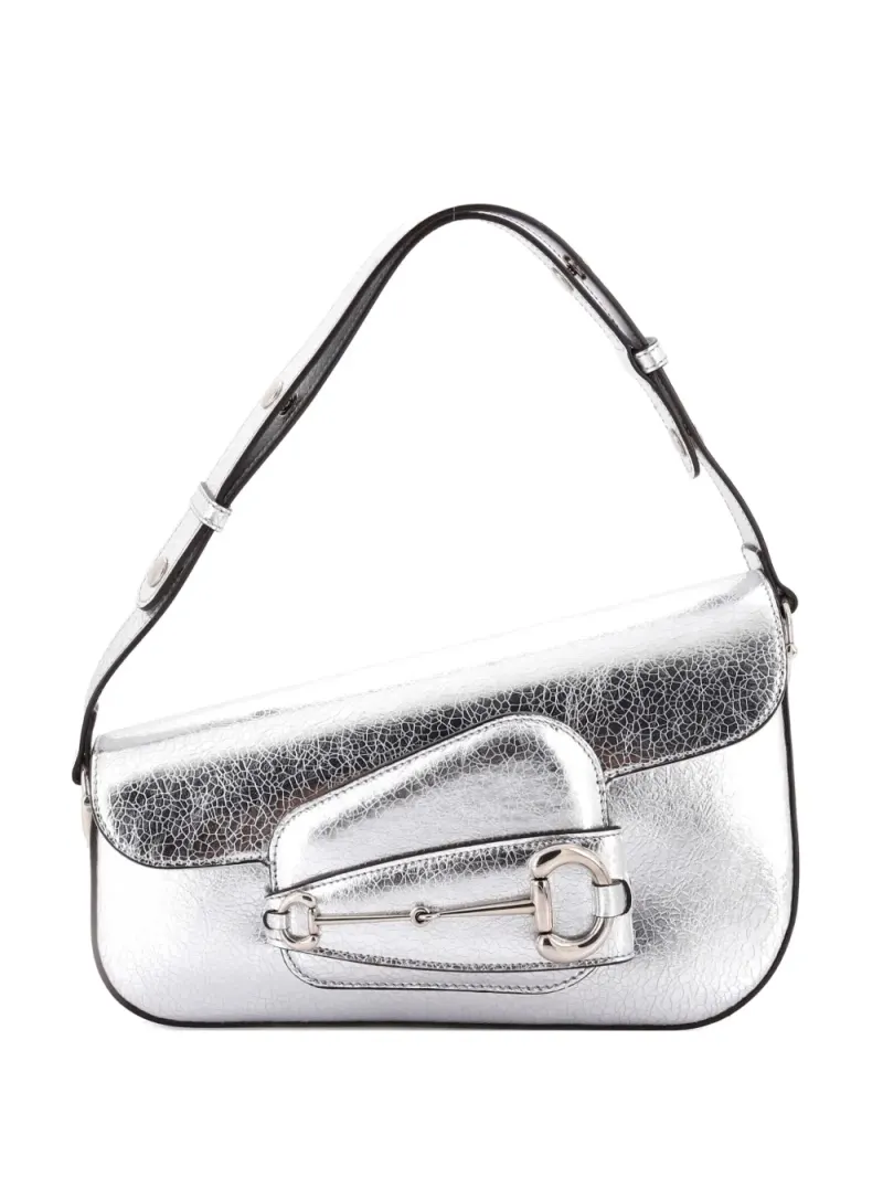 Gucci Kleine asymmetrische Horsebit 1955 Schultertasche aus Leder in Grün