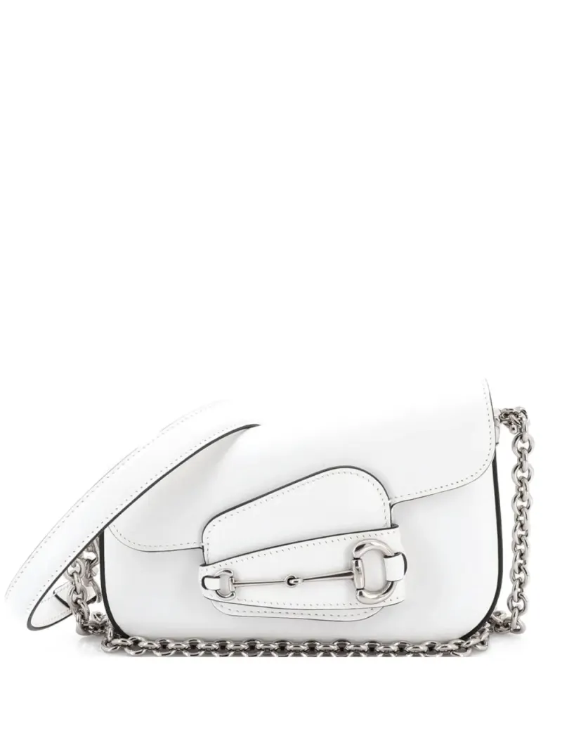 Gucci Asymmetrische Horsebit 1955 Mini Schultertasche Mini in Weiß