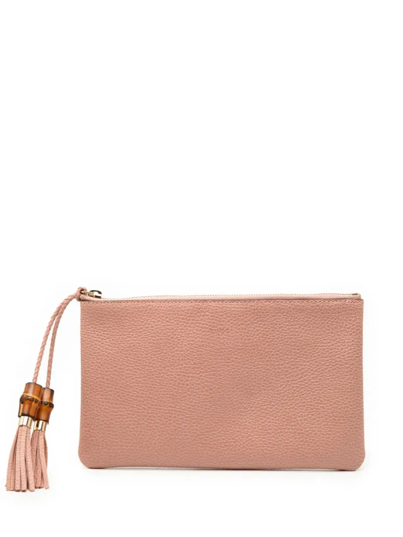 Gucci 2016-2025 Bamboo Clutch aus Kalbsleder in Rosa Kalbsleder-Leder
