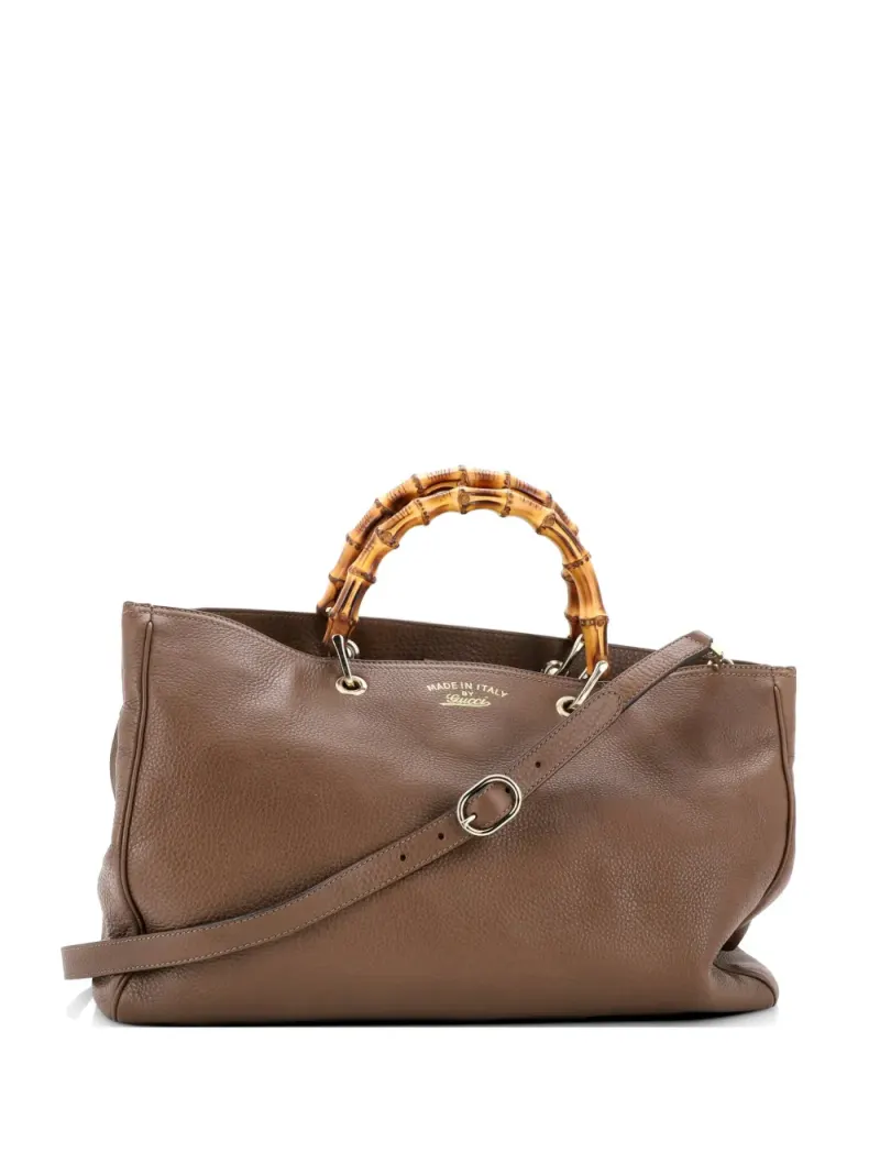 Gucci Große Bamboo Tote Bag aus Leder in Braun