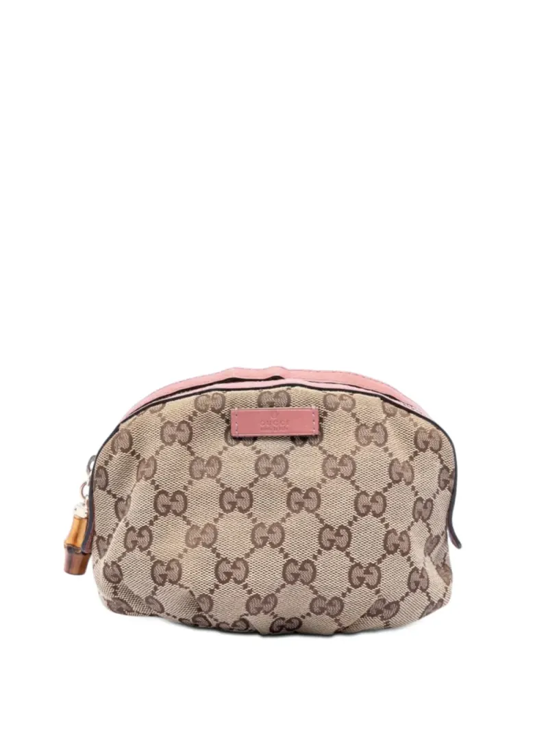 Gucci 2000-2015 Bamboo Clutch aus GG Canvas in Nude Gg-Canvas-Leder
