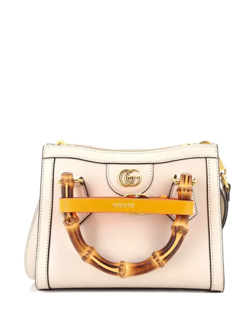 Gucci Mini Diana NM Bamboo Tote Bag aus Leder Mini in Weiß