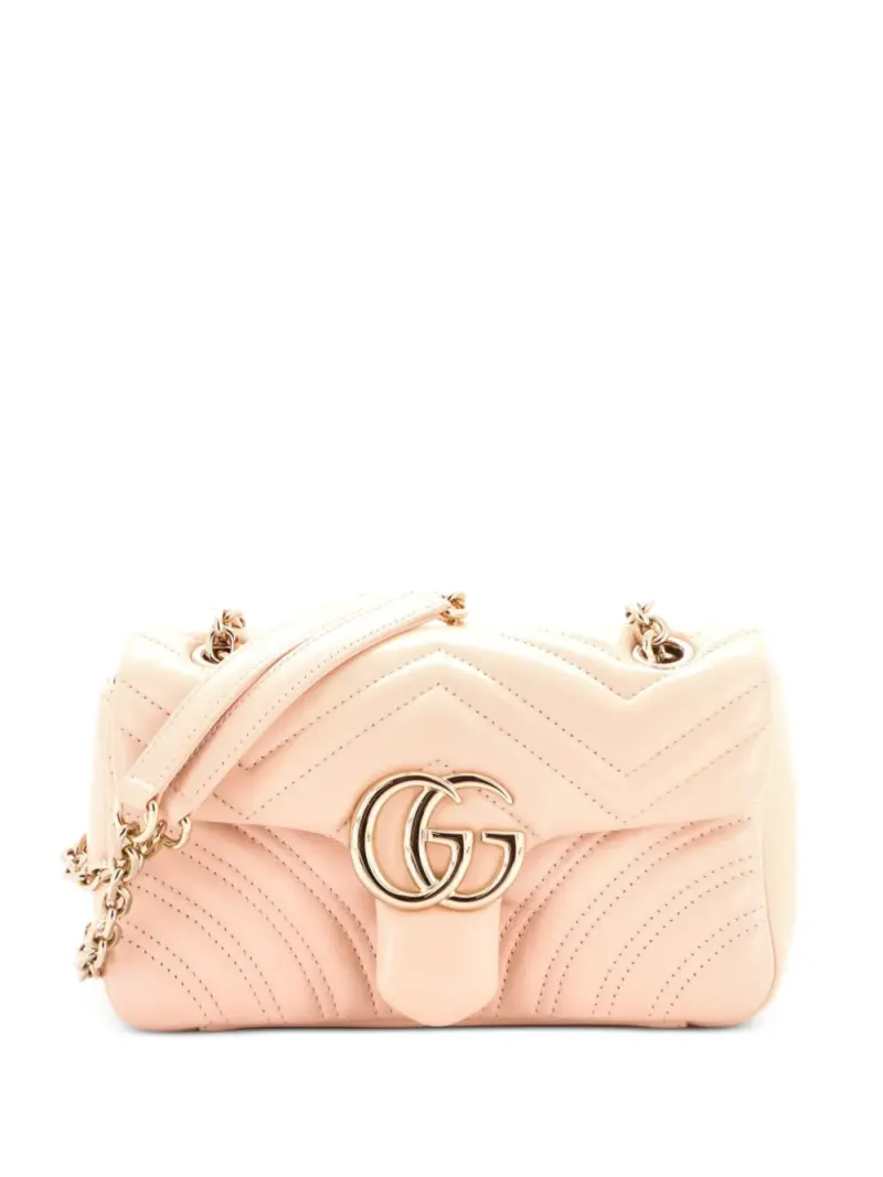 Gucci Mini GG Marmont Umhängetasche mit Klappe Mini in Nude