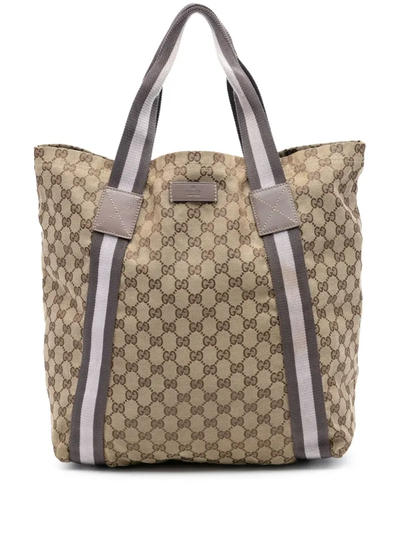 Gucci 2016-2025 GG Web Tote Bag aus Canvas in Braun