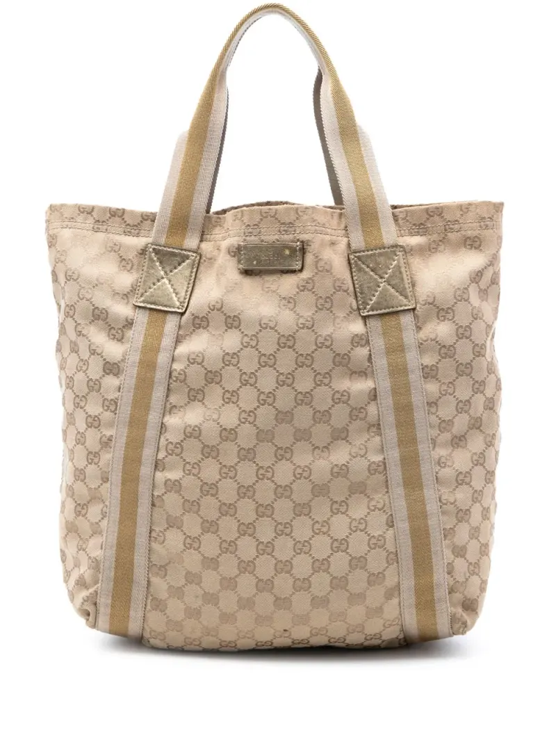 Gucci 2016-2026 GG Web Tote Bag aus Canvas in Nude