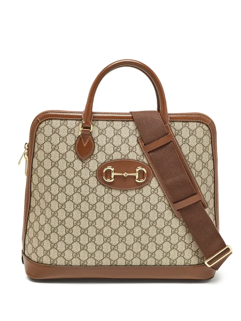 Gucci Horsebit 1955 Handtasche aus GG Supreme Canvas in Nude Gg-Supreme-Leder