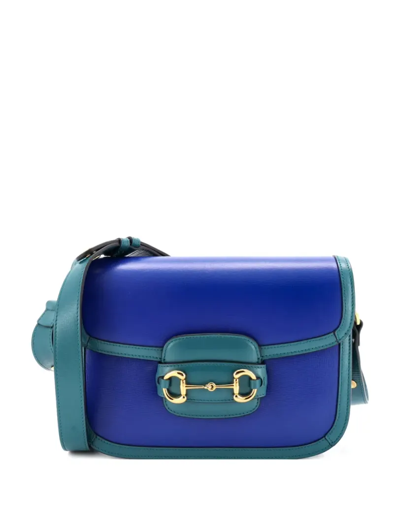 Gucci Kleine Horsebit 1955 Schultertasche aus Leder in Blau