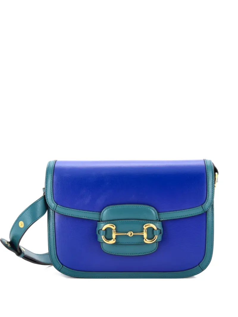 Gucci Kleine Horsebit 1955 Schultertasche aus Leder in Blau