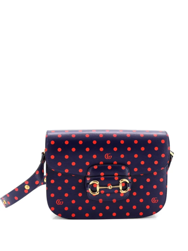 Gucci Kleine Horsebit 1955 Schultertasche mit Print in Blau