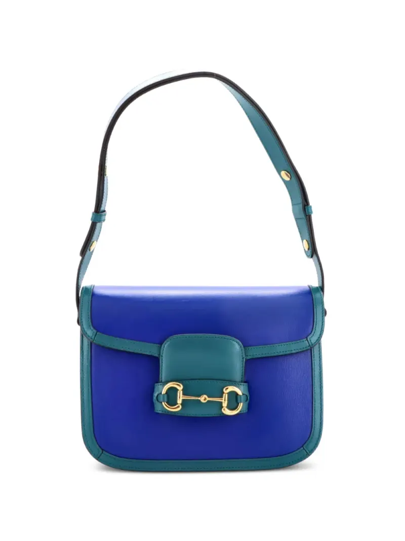 Gucci Kleine Horsebit 1955 Schultertasche aus Leder in Blau