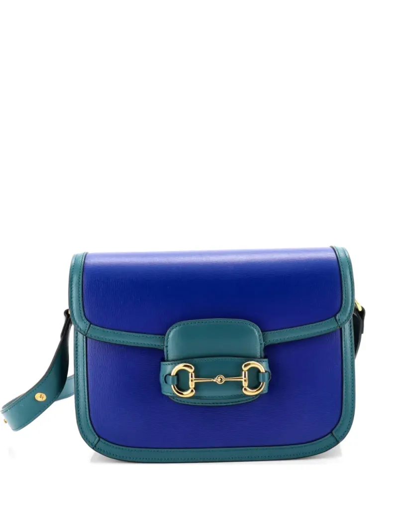 Gucci Kleine Horsebit 1955 Schultertasche aus Leder in Blau