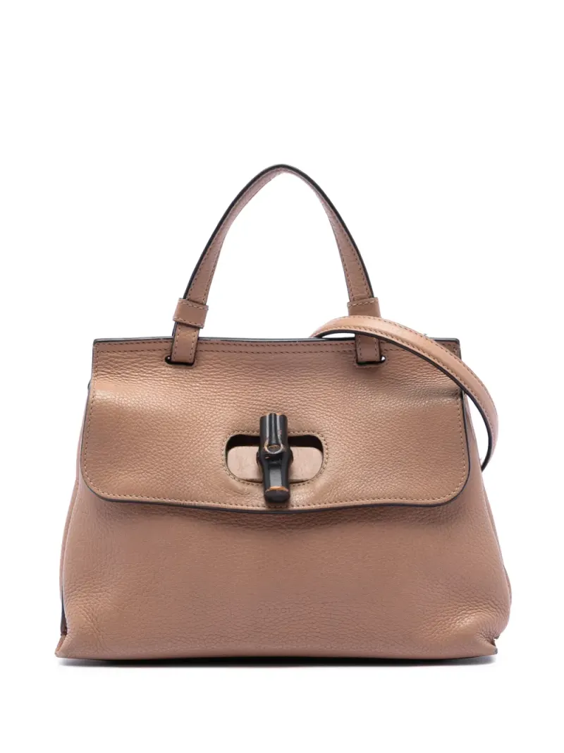 Gucci Leather Bamboo Daily Small in Braun – Pre-owned Taschen