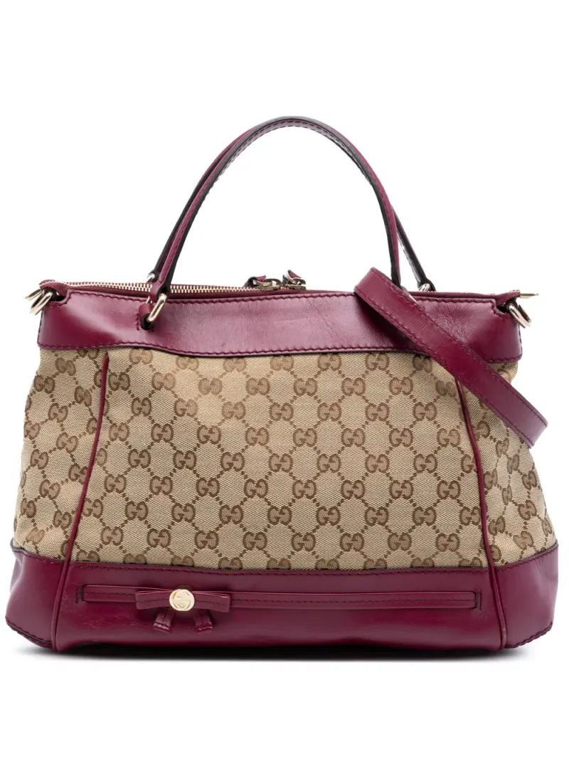 Gucci Mayfair Web Satchel-Tasche in Nude Gg-Canvas-Leder – Pre-owned Taschen