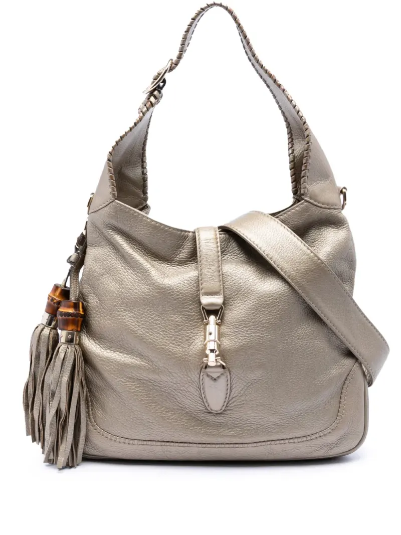 Gucci 2016-2026 mittelgroße New Jackie Satchel-Tasche aus Kalbsleder in Gold Kalbsleder-Leder