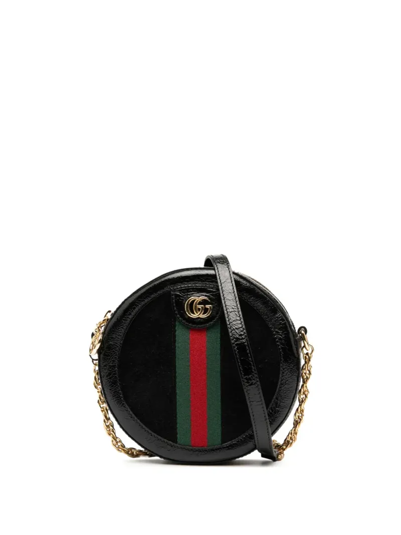 Gucci runde Ophidia in Schwarz Wildleder-Leder – Pre-owned Taschen
