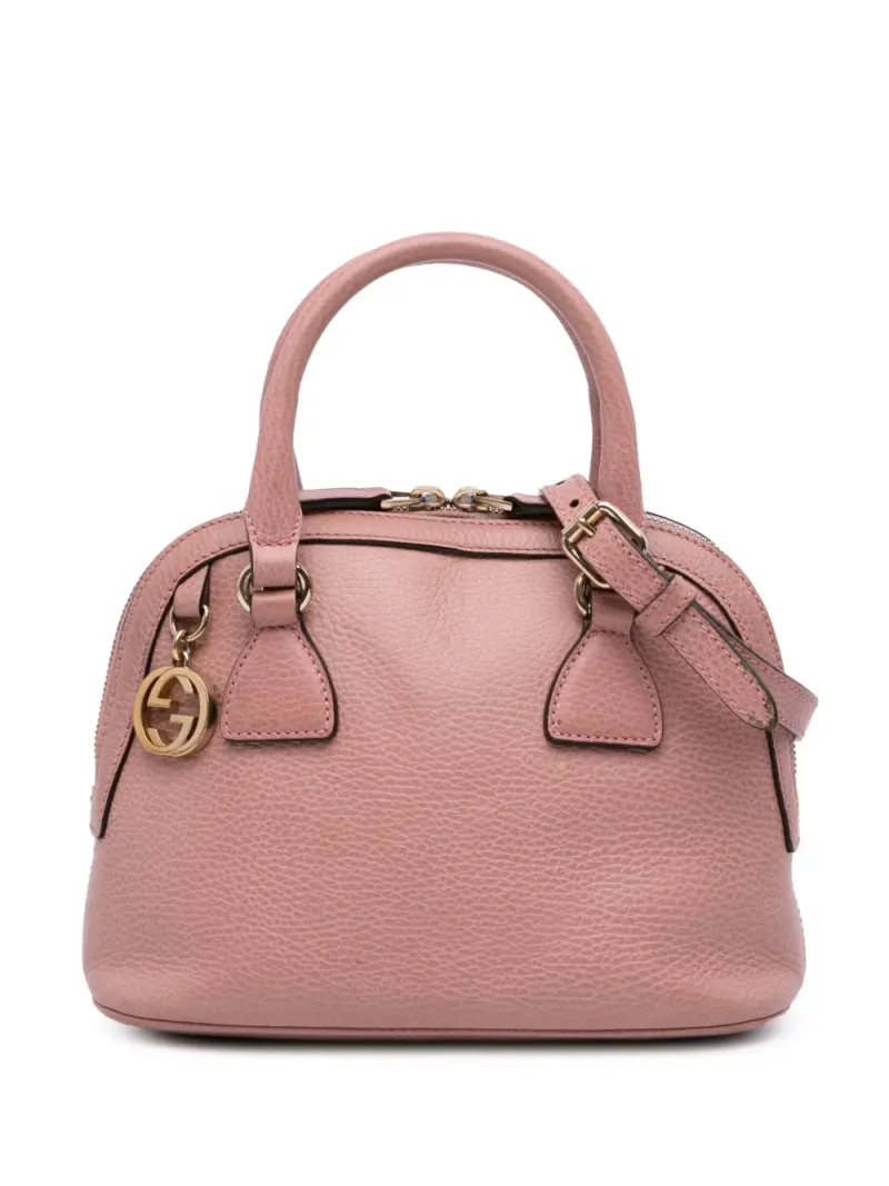 Gucci 2016-2024 mini Satchel-Tasche aus Leder mit GG-Anhänger in Rosa