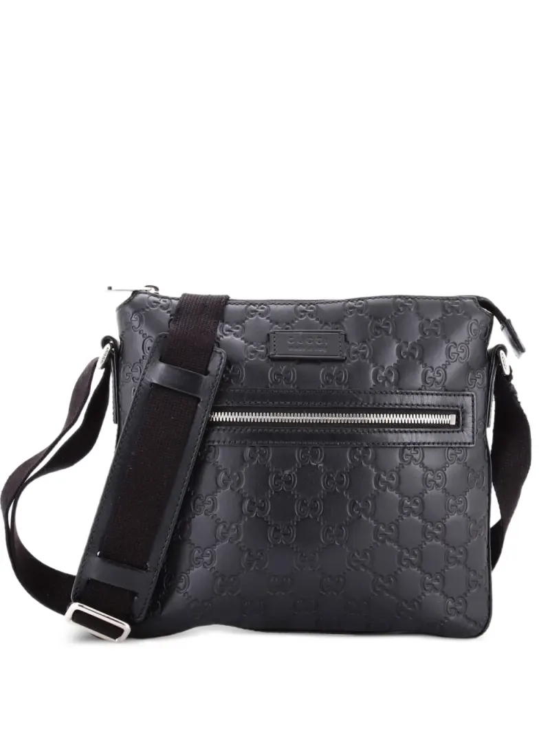 Gucci Signature Zip Messenger Bag Guccissima Leather crossbody bag Small in Schwarz Guccissima-Leder – Pre-owned Taschen