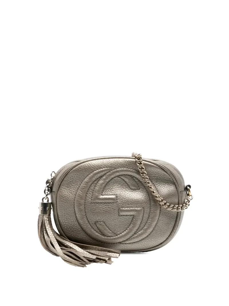 Gucci 2016-2026 mini Soho Chain Umhängetasche aus gekörntem Kalbsleder im Metallic-Look in Gold Kalbsleder-Leder