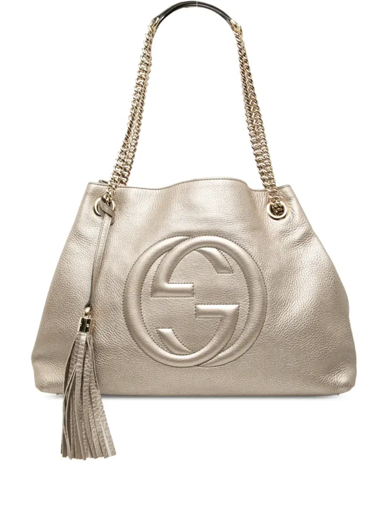 Gucci 2000-2015 mittelgroße Soho Chain Tote Bag aus Leder in Metallic-Optik in Gold