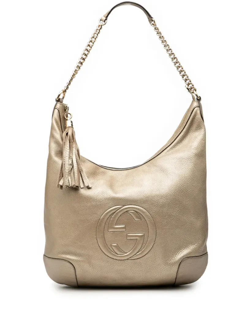Gucci 2000-2015 Soho Schultertasche aus Leder in Metallic-Optik in Gold