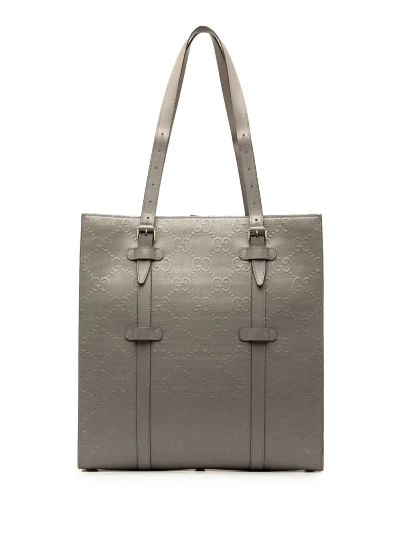 Gucci 2016-2023 Vertical Tote Bag mit GG-Prägung in Grau