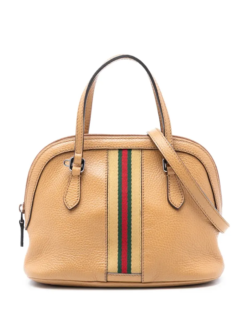 Gucci 2016-2025 mini Web Dome Satchel-Tasche aus Leder in Braun