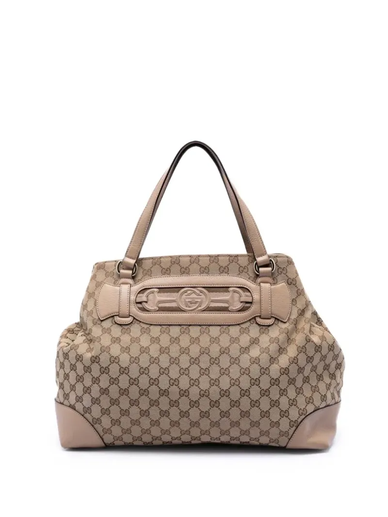 Gucci Web Dressage in Nude Gg-Canvas-Leder – Pre-owned Taschen