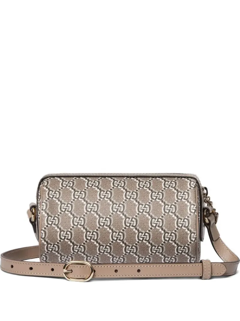 Gucci Zylinderförmige Schultertasche aus GG Supreme Canvas in Grau Gg-Supreme-Leder