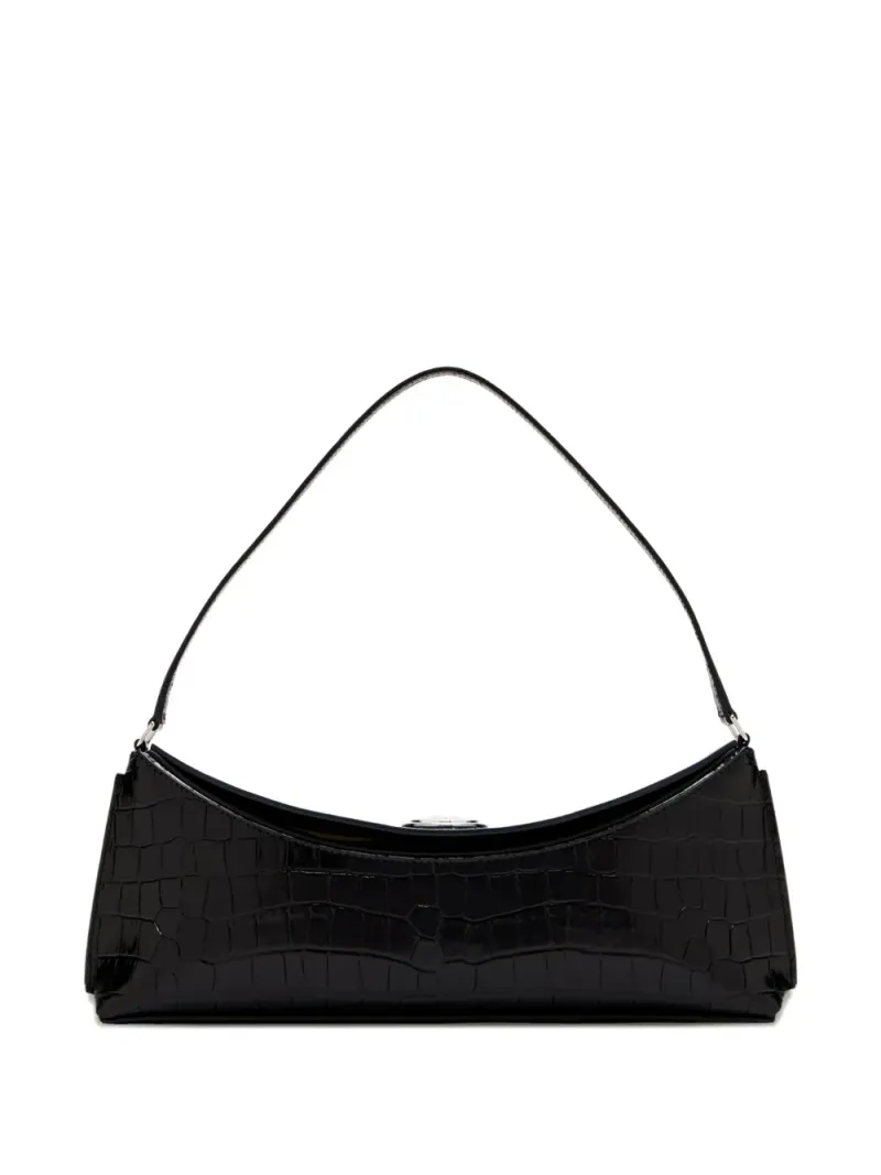 Jacquemus A Clutch Ovalo Schultertasche mit Kroko-Effekt in Schwarz
