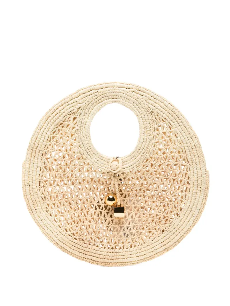 Jacquemus Kleiner The Spiaggia Tote Bag aus Raffiabast in Nude