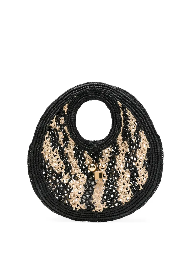 Jacquemus Tote Bag aus Raffiabast mit rundem Henkel in Schwarz
