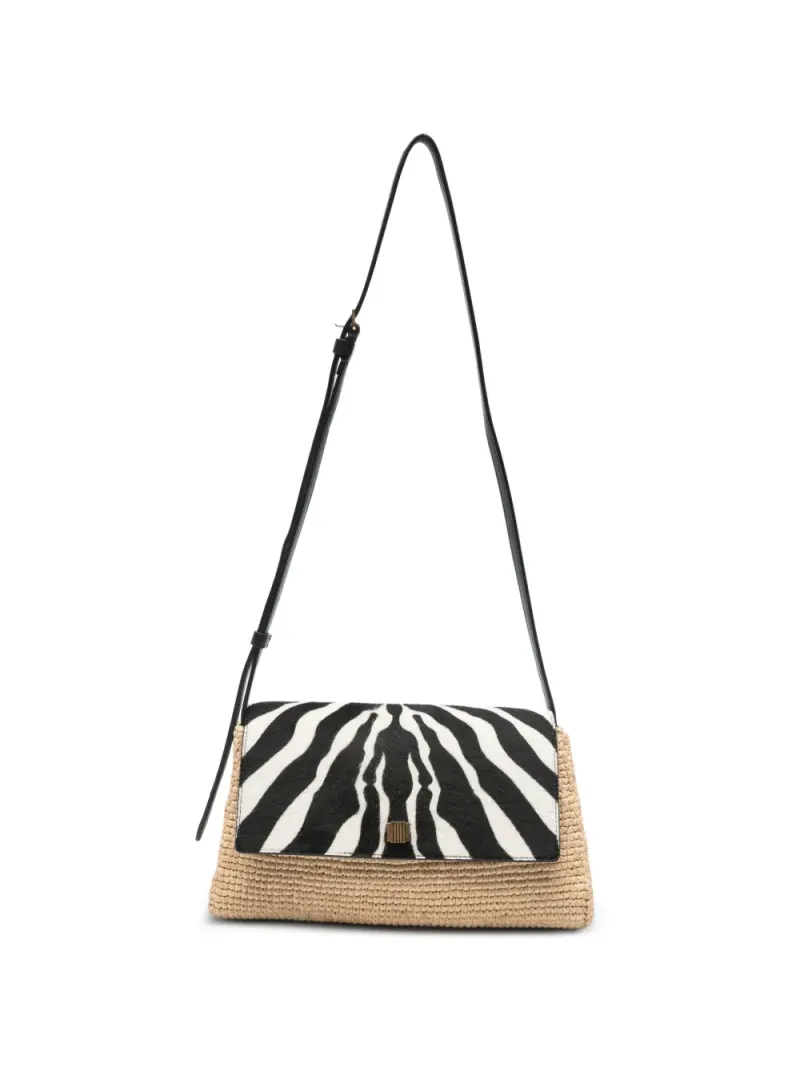 Khaite Audrey Umhängetasche mit Zebra-Print in Nude