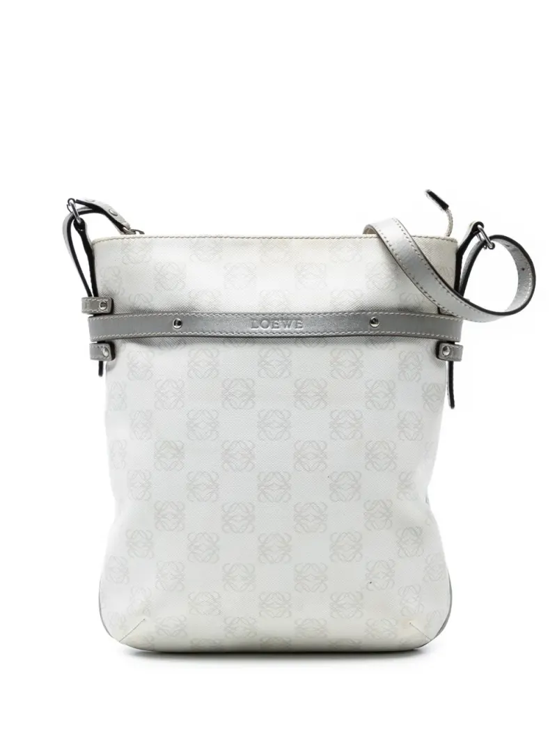 Loewe 2007 Anagram Umhängetasche aus beschichtetem Canvas in Weiß