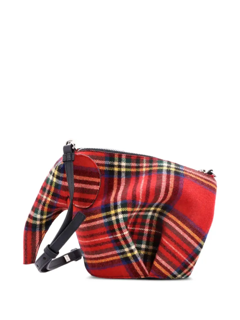 Loewe Mini Elephant Umhängetasche mit Schottenkaro Mini in Rot