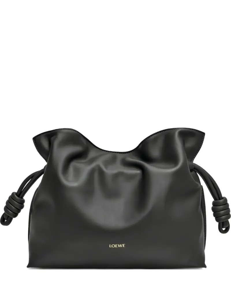 Loewe Mittelgroße Flamenco Clutch mit Knoten in Schwarz