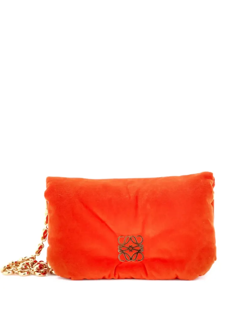 Loewe Mini wattierte Goya Chain Schultertasche aus Leder Mini in Orange