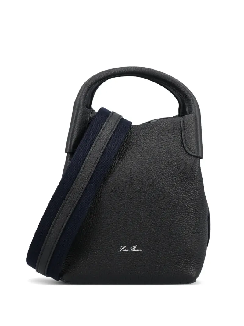 Loro Piana micro Bale leather tote bag in Blau