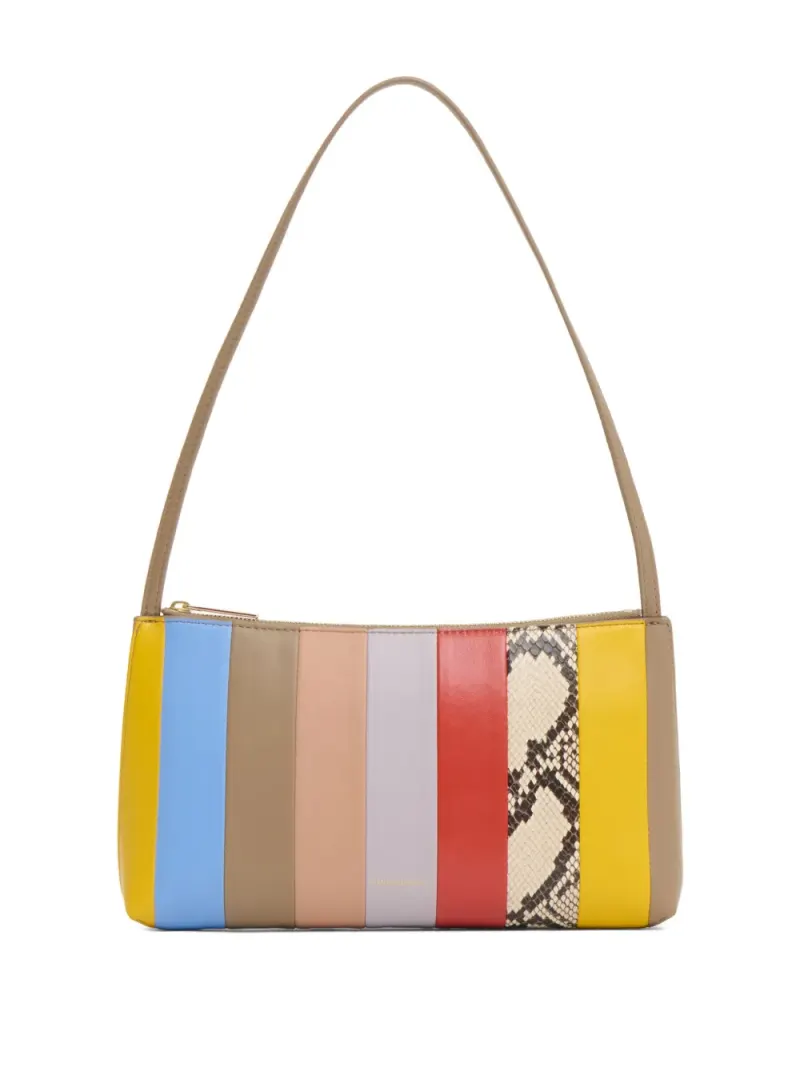 Mansur Gavriel Gestreifte Gaia Schultertasche aus Schlangenleder in Nude
