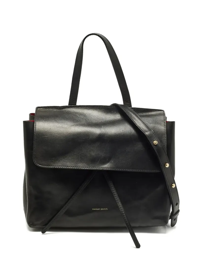 Mansur Gavriel Tote Bag aus Leder mit Klappe in Schwarz