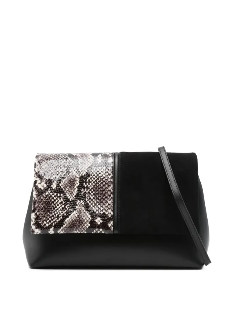 Manu Atelier The Fold Clutch mit Schlangenmuster in Schwarz