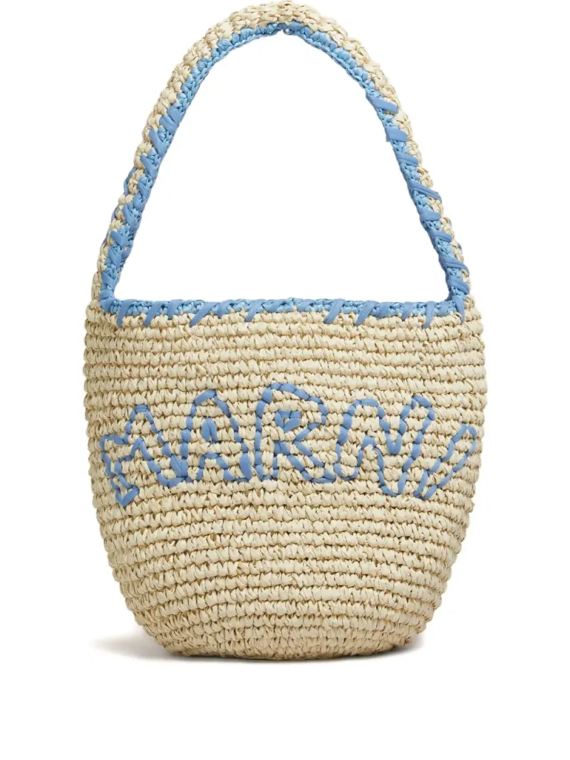 Marni Bestickte Schultertasche in Nude