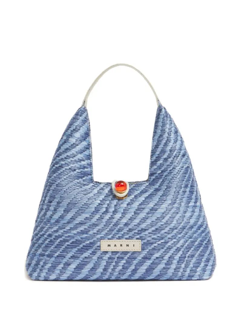 Marni Cabochon-Tote Bag mit Wellenmuster in Blau