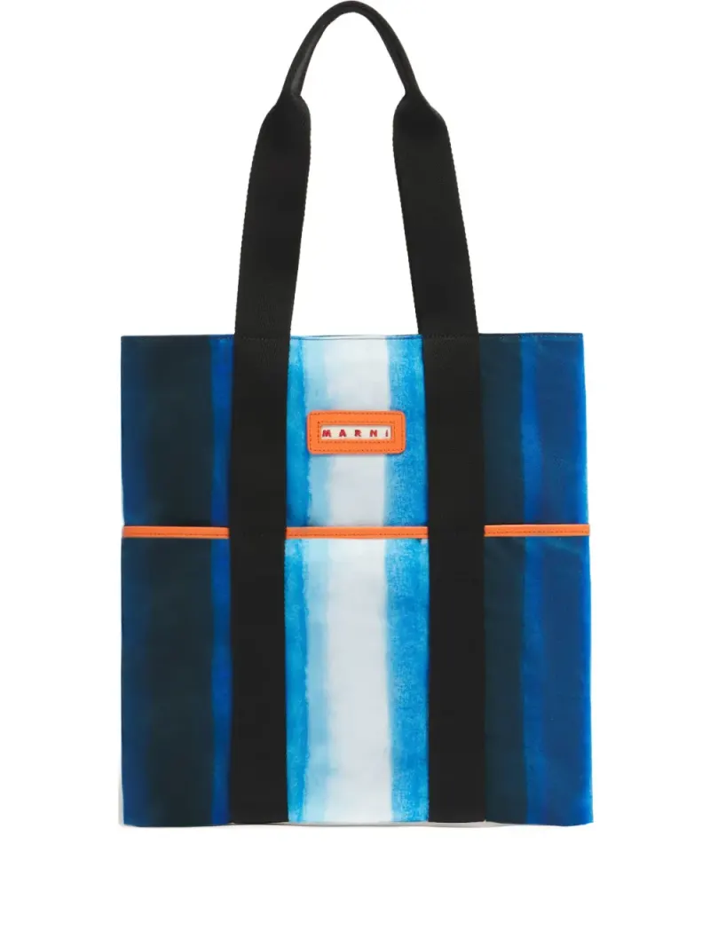 Marni Gestreifter Tote Bag mit Henkeln in Blau