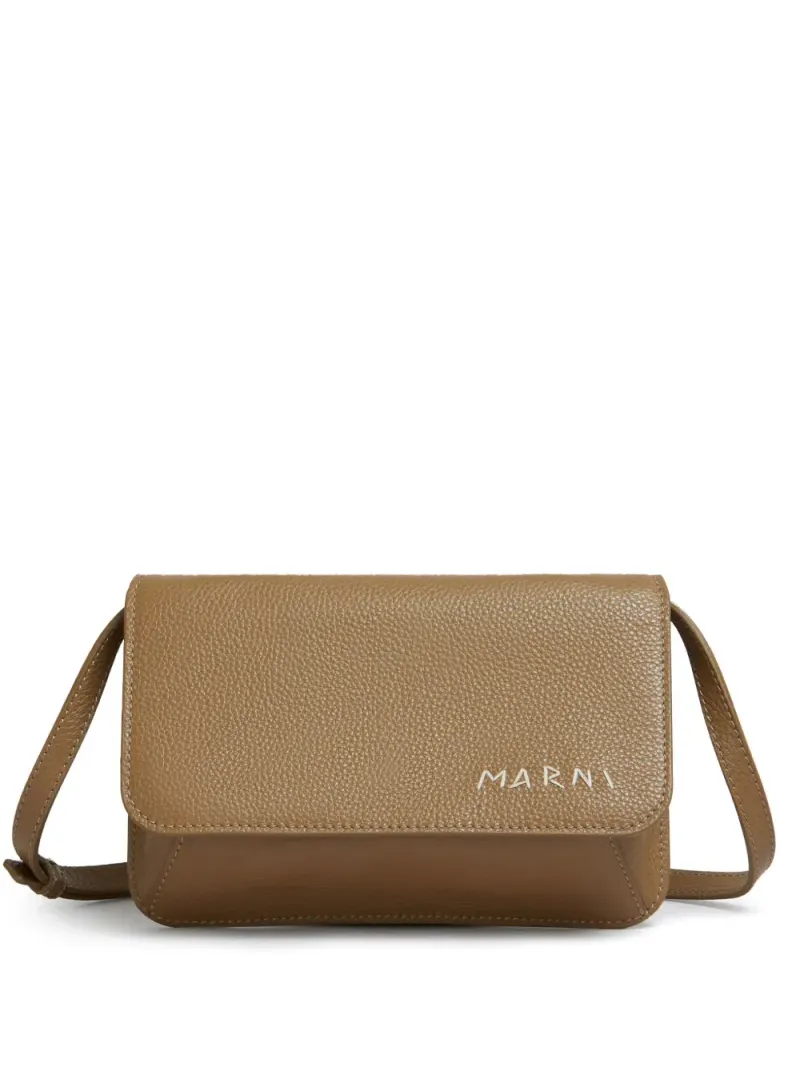 Marni Schultertasche mit Logo-Stickerei in Braun