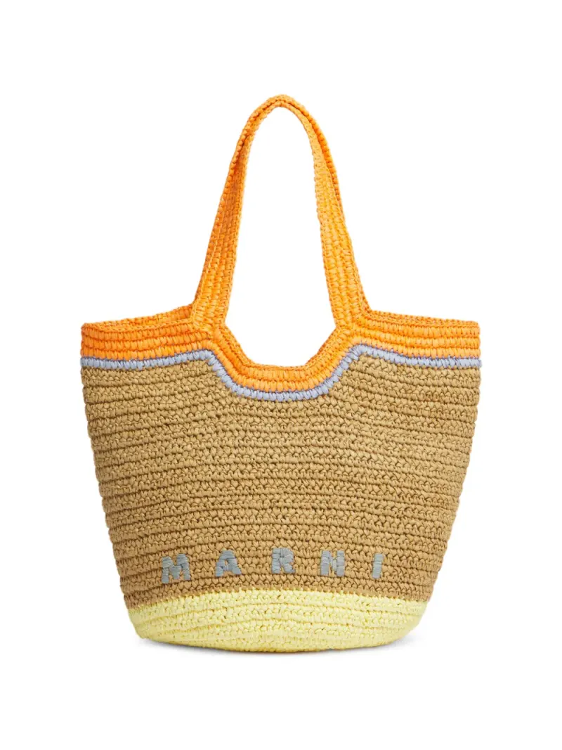 Marni Schultertasche aus Bast in Braun