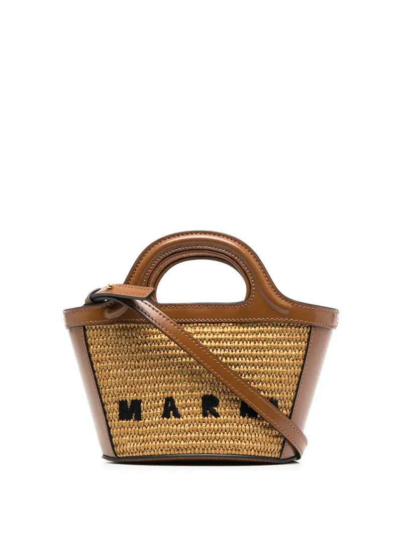 Marni Micro Tropicalia Tasche mit Logostickerei in Braun