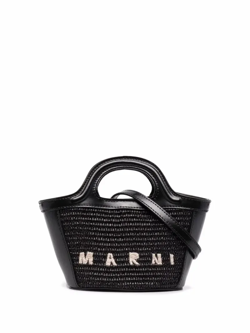 Marni Micro Tropicalia Tasche mit Stickerei in Schwarz