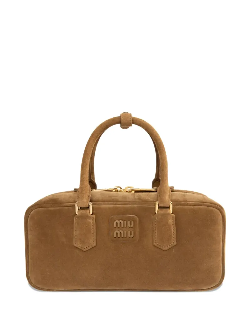 Miu Miu Große Arcadie Satchel-Tasche aus Wildleder in Braun Wildleder-Leder