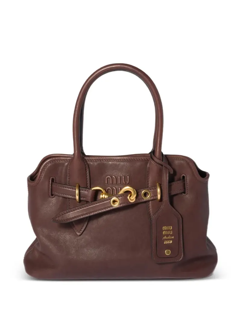 Miu Miu Aventure Tote Bag aus Leder in Braun